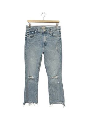 Mother The Insider Crop Step Chew Jeans Size 31 Light Blue